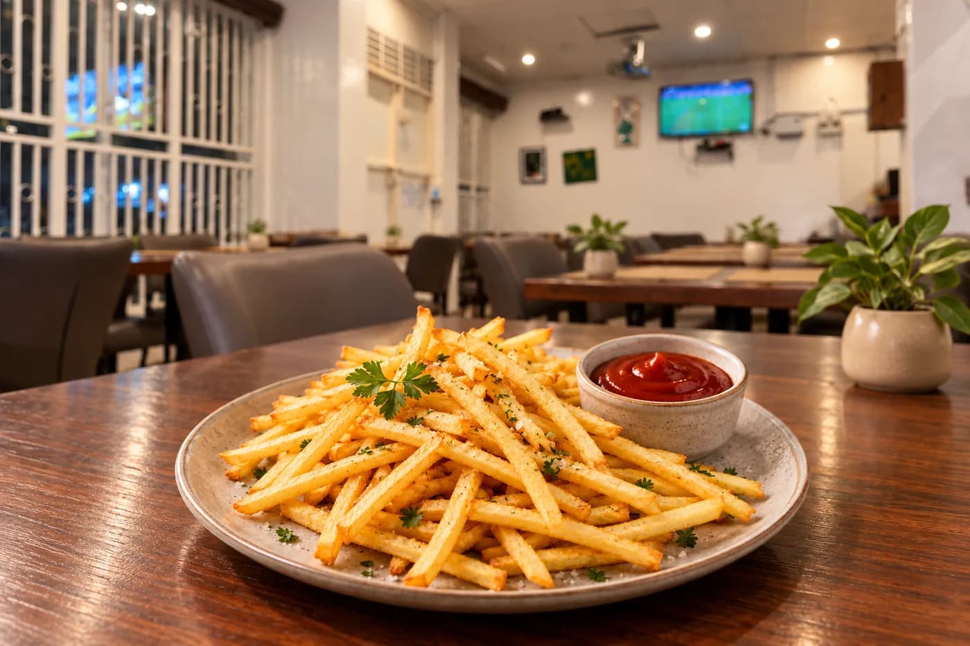 French fries served inside Parkvilla