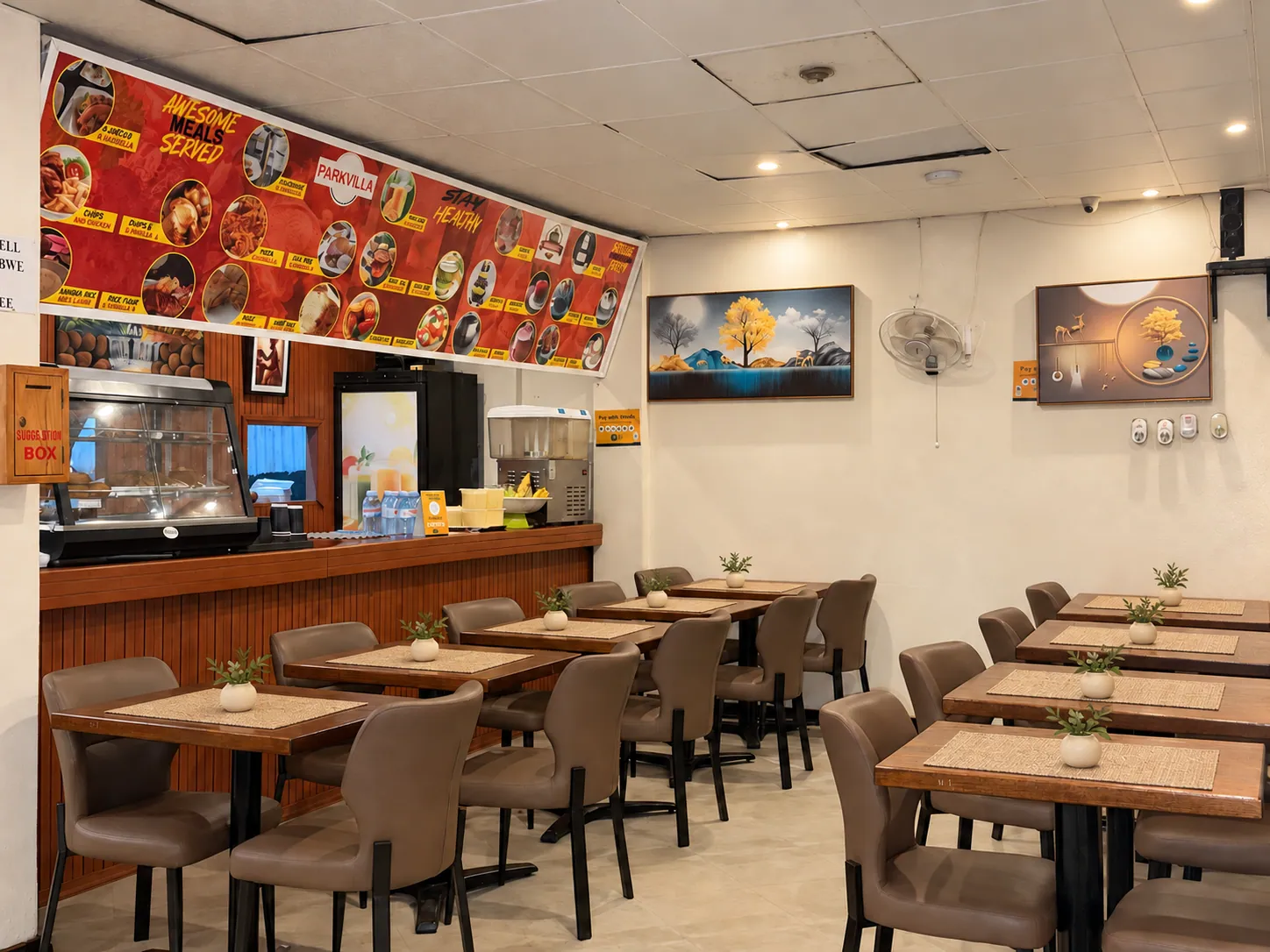 Parkvilla service counter and dining room
